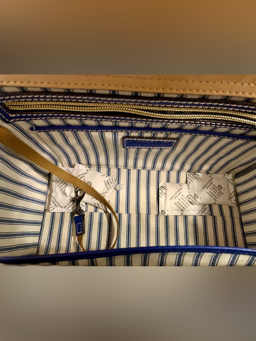 Dooney & Bourke Blue Leather Tote with Front Zip Pocket - Picture 16 of 16